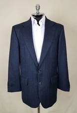 OSCAR DE LA RENTA Mens PURE WOOL TWEED 2 Bttn No Vent Herringbone Sportcoat 42 L