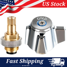 4" Brass Faucet Handle Cartridge Replacement Stem Assembly, Cold Knob Handle Kit