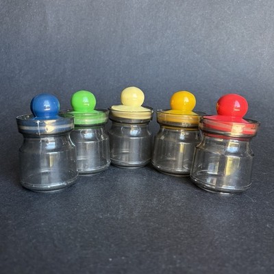 Vintage Emsa Set of 5 Containers Multicolor Knob Plastic Sealing Lid