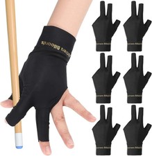 6 Pcs Pool Gloves Billiards Left Hand, 3 Fingers Shooters Snooker Cue Sport Glov
