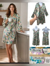 Chanteuse Lingerie Satin Robe Slip Nightgown 2 Piece Set Sz. L NWT