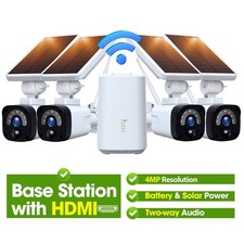 4MP Solar Battery Powered Wireless Security Camera System Home Outdoor Wifi IP66