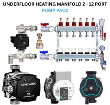 Underfloor Heating Manifold 2-12 Port + EUROCONE + Grundfos UPM3 AUTO PUMP PACK