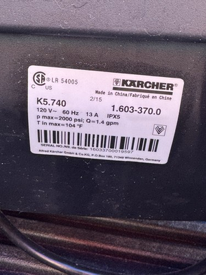 #ad karcher k5.740 pressure washer $360.00