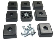 8 Large Square Rubber Feet Foot Bumpers w/Stainless Screws - .590 H X 1.500 W...