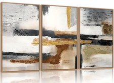 Modern Abstract Framed Canvas Wall Art Set, Neutral Textured Wall Decor, Boho...