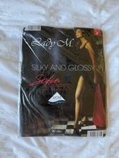 Brand New Vintage Lady M Silky And Glossy Satin Sheets Tights