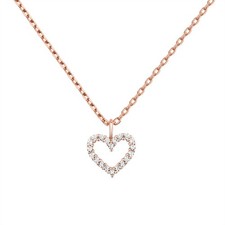 14K Rose Gold Plated Heart Necklace  Cute Dainty Love Pendant Ne