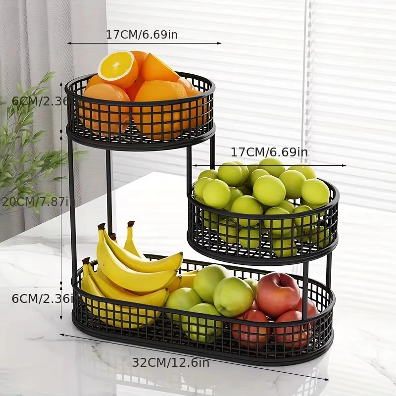Stainless Steel Multi-Layer Fruit Basket, Round Metal Storage Box, Spice Rack
Opens in a new window 