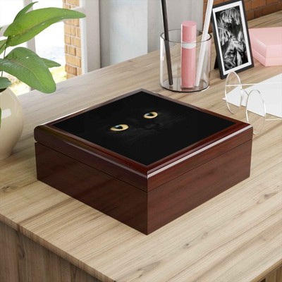 Silent Supervision Black Cat Jewelry Box | Mysterious Cat Keepsake Box