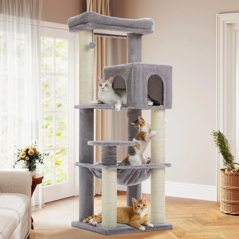 PAWZ Road XL Cat Tree Tower for Large Cats (30lb) with Thick Scratching Post Toy - Image 2 of 4