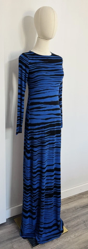 Maxi Vestido Rachel Pally Talla Xs Tormentoso Pintado Cobalto Rayas Manga Larga Modal Foto 3 de 4