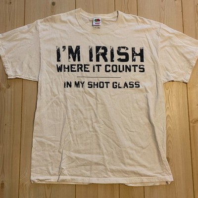 Vintage I'm Irish Where It Counts Shot Glass Ireland The Knot Whiskey T-Shirt XL