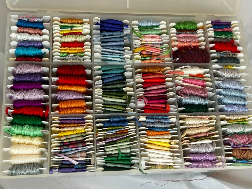 Embroidery Floss Thread Lot Of 300+ Some Numbered Cards in Clear Organizer Boxes - Image 3 of 4
