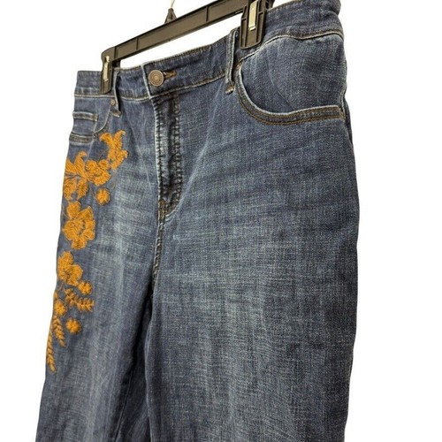 Chicos So Slimming Girlfriend Ankle Slim Leg Embroidered Jeans Stretch 2.5 / 14 - Picture 10 of 16