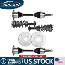 Front CV Axle +Complete Struts +Brake Rotors For Chevrolet Tahoe 2007-2014