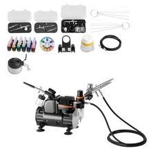 Uimoso Airbrush Kit with Compressor, 3 Brushes, 3 Nozzles for Painting Tasks