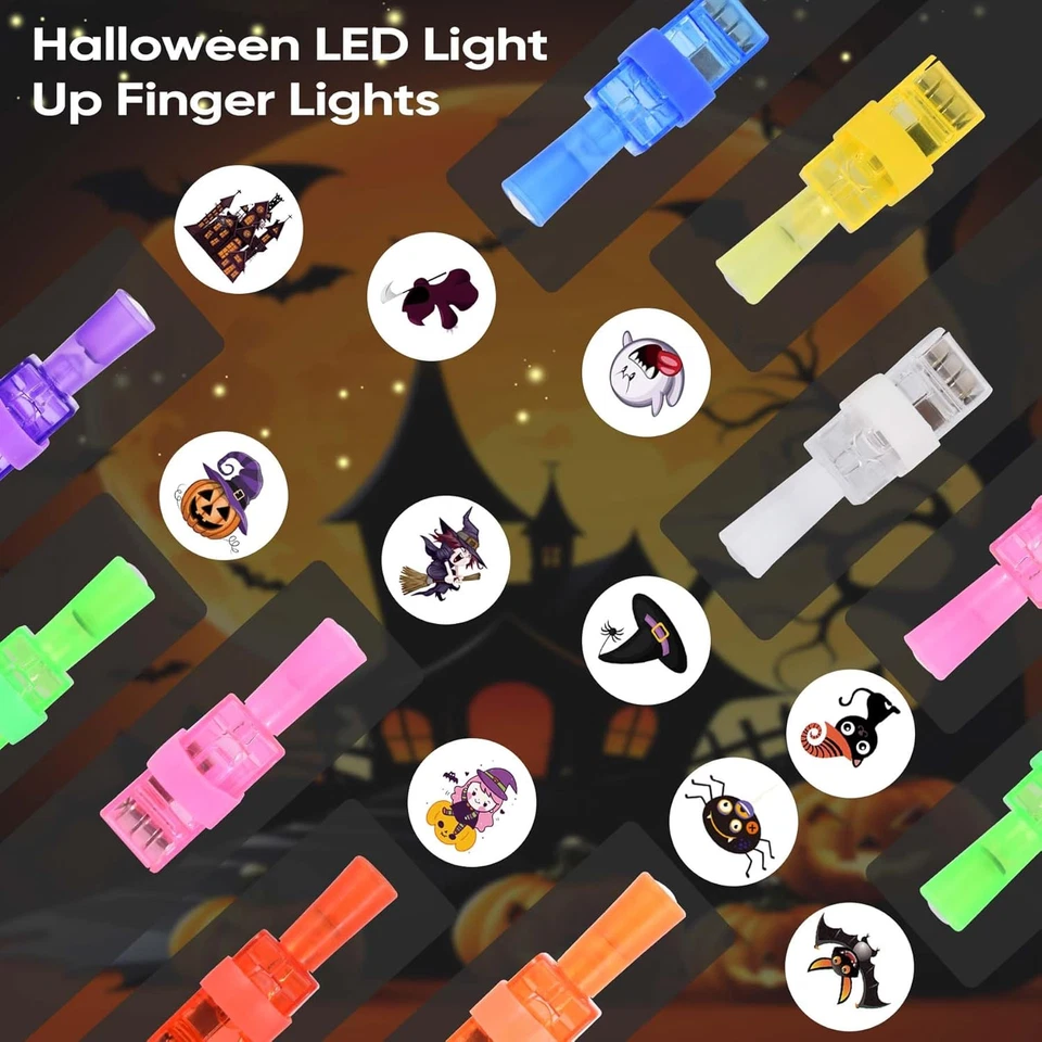40 PIEZAS Favores de Fiesta de Halloween a Granel para Niños Halloween Iluminar Luces de Dedo... Foto 2 de 4