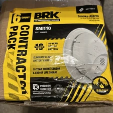 BRK 6 Count CONTRACTOR PACK FIRST ALERT SMI100 SMOKE ALARM BATTERY POWERED