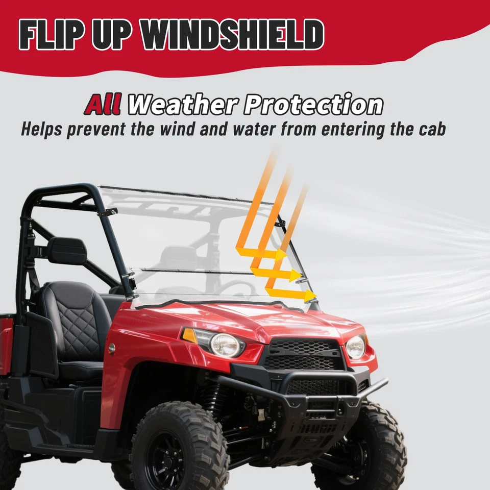 HECASA Full Folding Windshield For Polaris 2006-2008 Ranger 500 4X4 ,700 XP 4X4 Foto 4 de 4