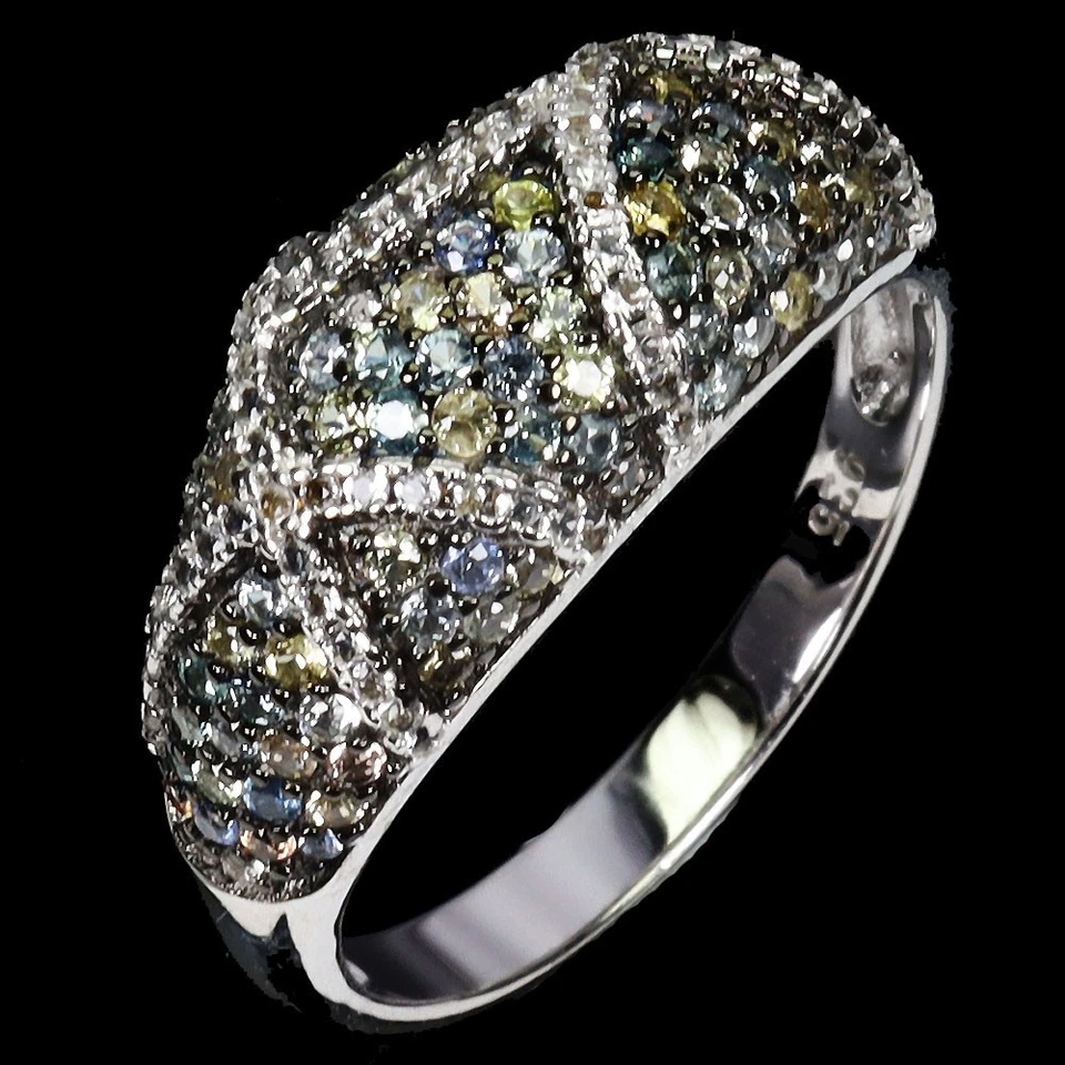 Anillo de plata de ley 925 zafiro redondo corte diamante topacio piedras preciosas joyería talla 7 Foto 2 de 4