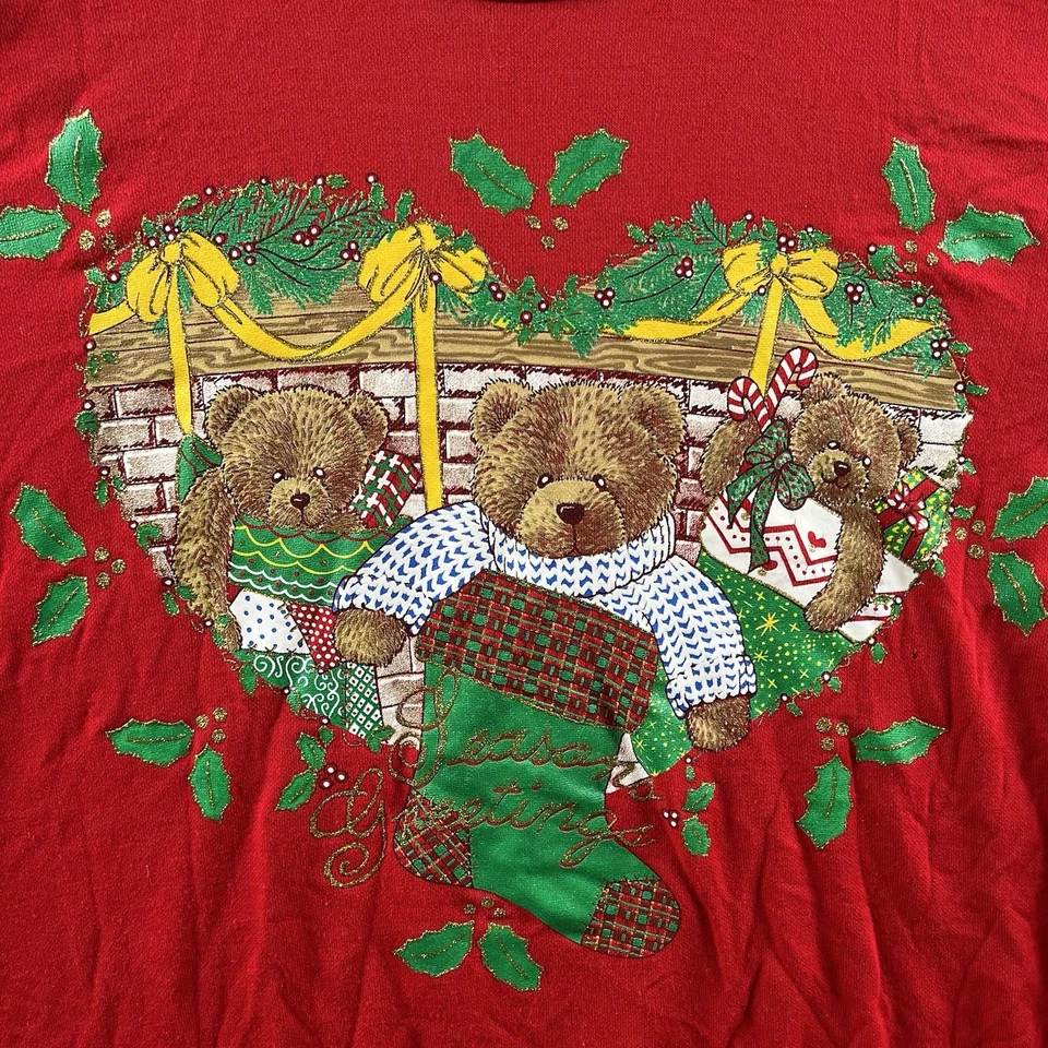 Sudadera Vintage Cascanueces Mujer 1X Navidad Ositos de Peluche Medias Años 90 EE. UU. Foto 4 de 4