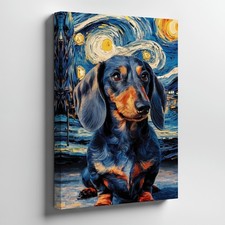 Dachshund Canvas Wall Art Starry Night Dog Painting Home Decor Wall Print