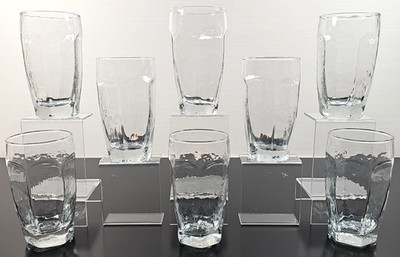 (8) Libbey Chivalry Clear 12 Oz Iced Tea Glasses Set Textured Tumblers Retro Lot