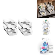 madesmart 2 Tier Organizer Under Cabinet Pull Out Sliding Drawers Frost 2 PACK