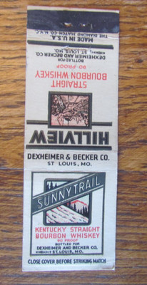 ALCOHOL MATCHBOOK COVER: SUNNY TRAIL WHISKEY ST. LOUIS, MISSOURI MATCHCOVER -A1