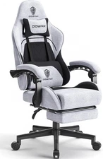 Dowinx Ergonomic Gaming Chair – Fabric, Massage, Footrest, Black/Grey
