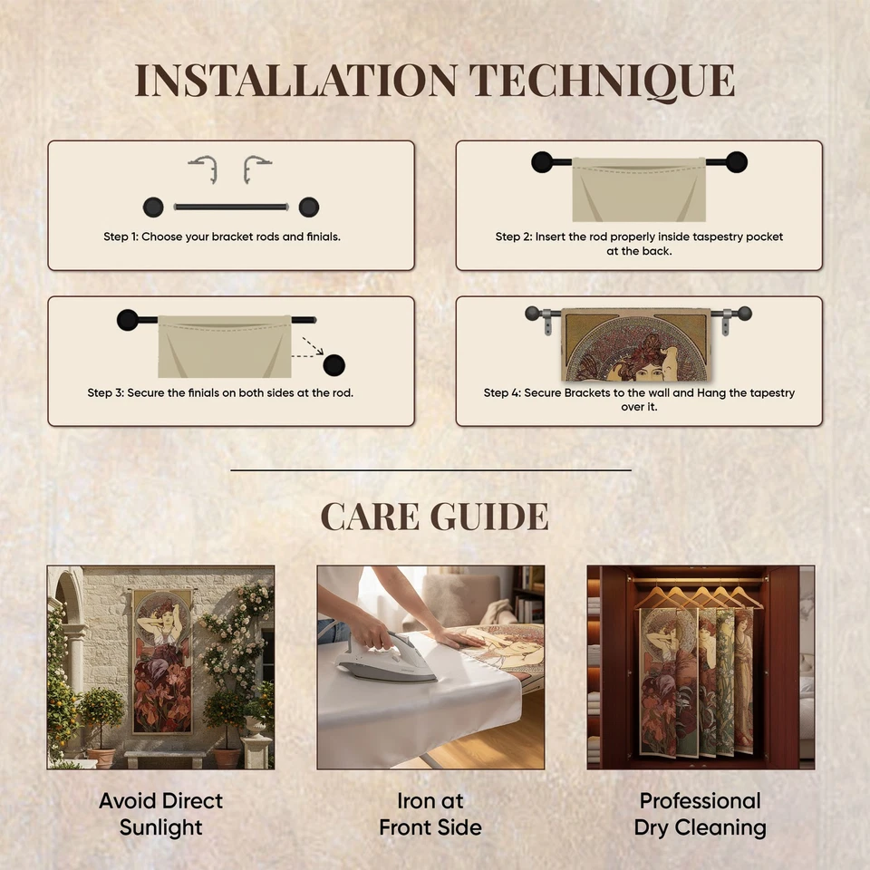 Tapiz Europeo Mucha Amatista - Piedras Preciosas - Amatista - Tejido Jacquard Foto 4 de 4