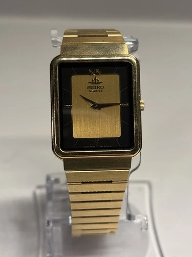Seiko Quartz 5P30-5270 Gold Tone Rectangular Watch – Vintage – WORKING