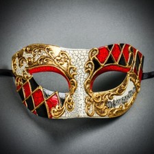 Venetian Unique Phantom Musical Carnival Masquerade Ball Party Eye Mask Gold Red