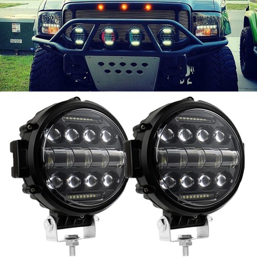 2pc 7"inch LED Work Light Bar 120W Round Driving Fog Lamp Spot DRL Offroad Truck - Picture 1 of 11