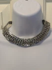 Vintage Women's Multiple Layer Chain Necklace Silver Tone Choker Costume Jewelry