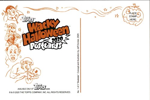 2020 Topps Wacky Packages Halloween (3) Postcard Set Skeletals SplitKat Ravenets - Picture 4 of 8