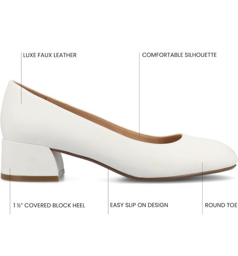 Journee Collection Women's Saar Kitten Heel Pump White Dress Shoes Size 9 - Picture 2 of 11