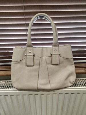 New Beige Leather Betty Jackson Grab Handbag UK