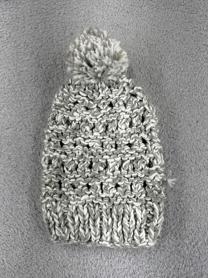 American Eagle Beanie Toque Adulto Talla Única Gris Blanco Tejido POM Acrílico Nylon Foto 3 de 4