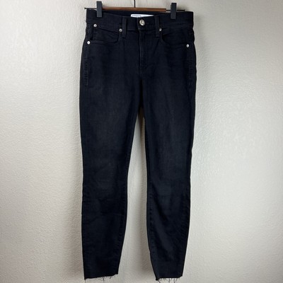 Ayr Jeans Women 28 Mid Rise Skinny Black Denim Chiller Raw Hem Preppy Classic