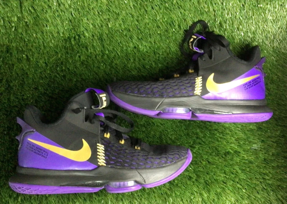 Mens Nike LeBron Witness 5 Lakers Shoes Sneakers Black Purple CQ9380-003  Size 11