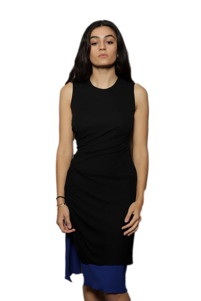 slim fit dress slacks Runway 2006 Versace Strappy Keyhole Blue Evening Dress – Modig main image 0