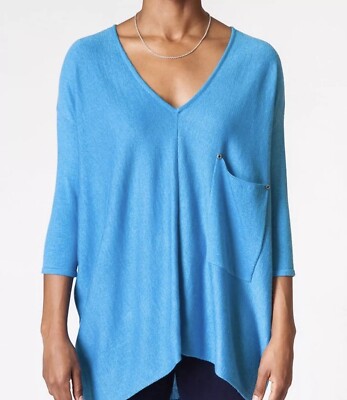 Kerisma Womens Raven Top Sweater Dazzling Blue Front Pocket Wool Oversized S/M