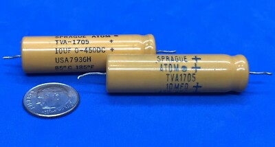Sprague ATOMS Capacitor TVA-1705 10UF 0-450DC USA7936H  2 PC Lot
