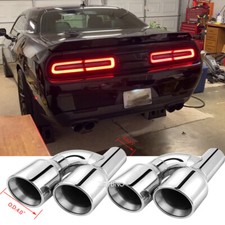 2PCS 2.5" Inlet Quad 4" Out Dual Wall Exhaust Tips SS For Dodge Challenger SRT