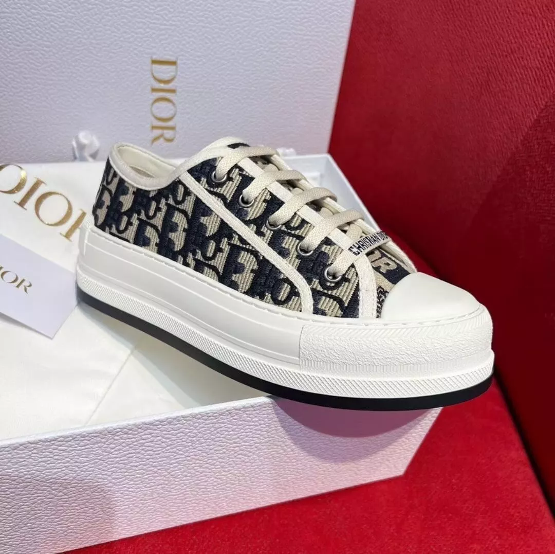 Baskets basses Christian Dior toile oblique Walk'N'Dior 37 gris pierre