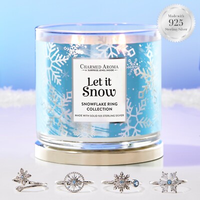 Charmed Aroma Let it Snow Snowflake Ring Candle 925 Sterling Silver Mystery