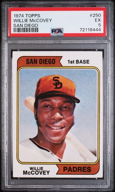 1974 TOPPS WILLIE MCCOVEY SAN DIEGO #250 PSA 5 EX HOF