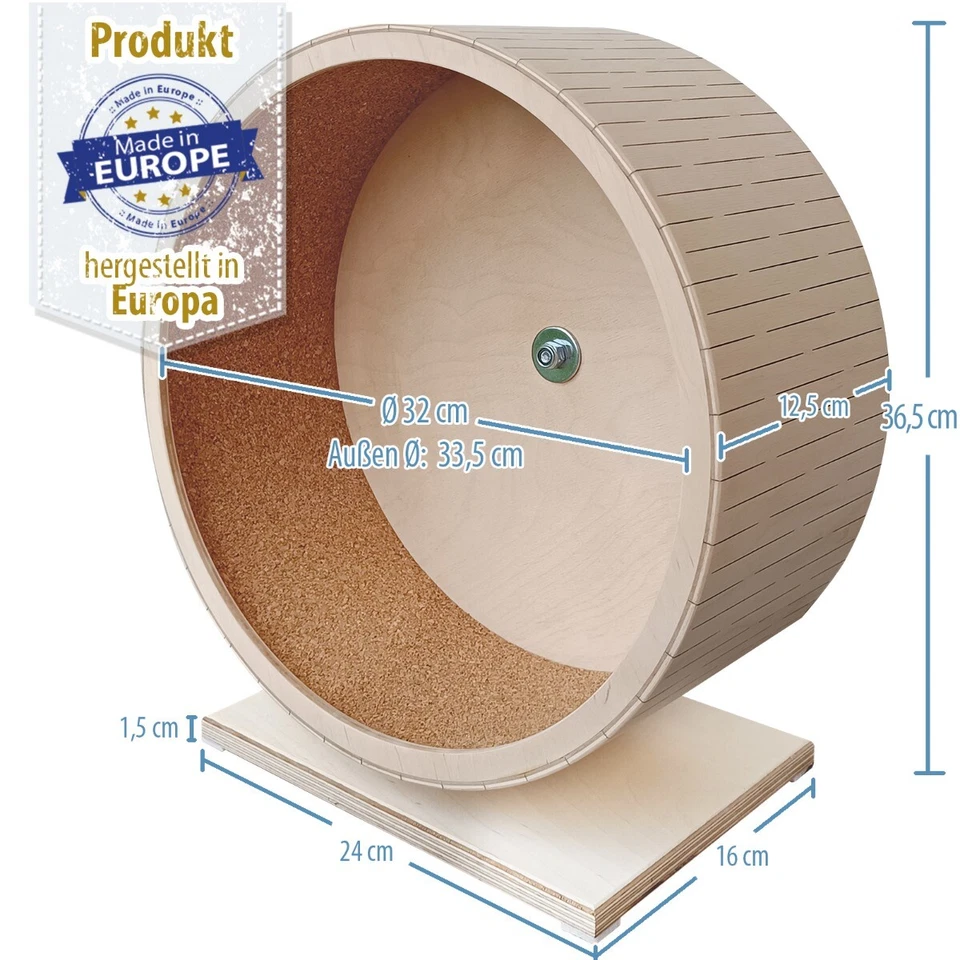 Nager Laufrad aus Holz mit Korkeinlage - kugelgelagert - 33 cm - Standmodell - Bild 3 von 4